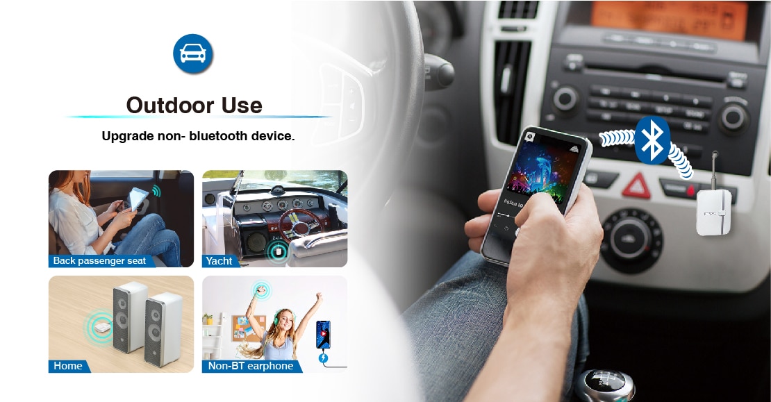 bluetooth transmitter and receiver can use for outdoor