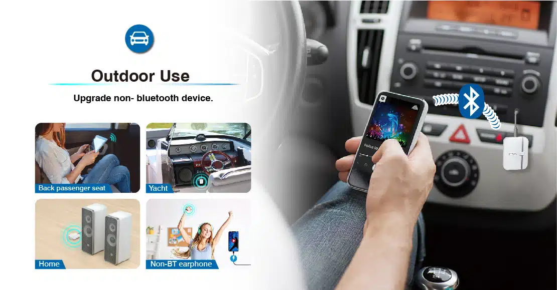 bluetooth transmitter and receiver can use for outdoor