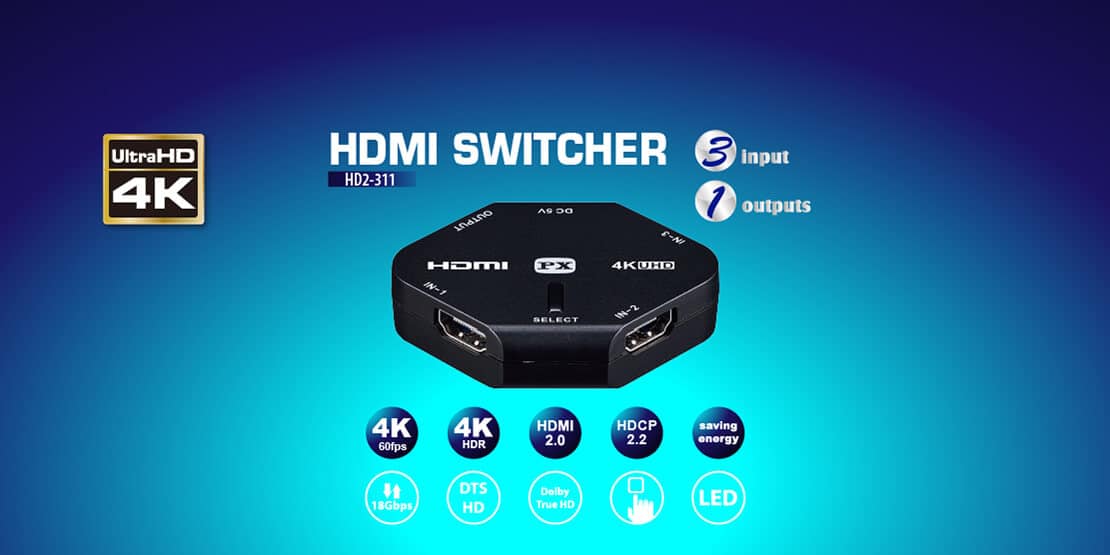 HDMI 2.0 4K60Hz switch - 3 inputs 1 output