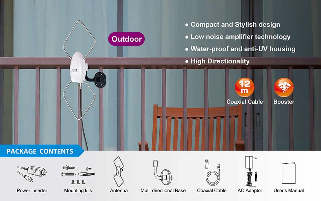 Super low noise amplified digital TV antenna