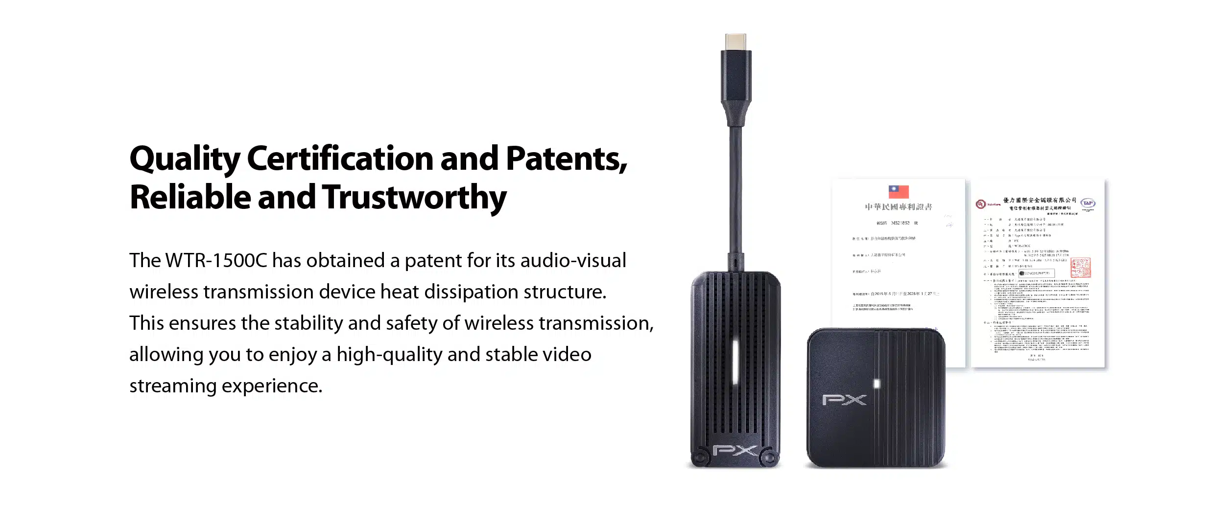1080P Full HD portable wireless extender streaming video to HDTV, wireless 100ft, USB-C