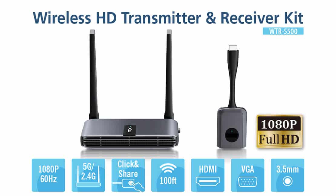 low latency wireless HDMI Wireless 1080p HDMI transmitter and receiver - 100 ft.