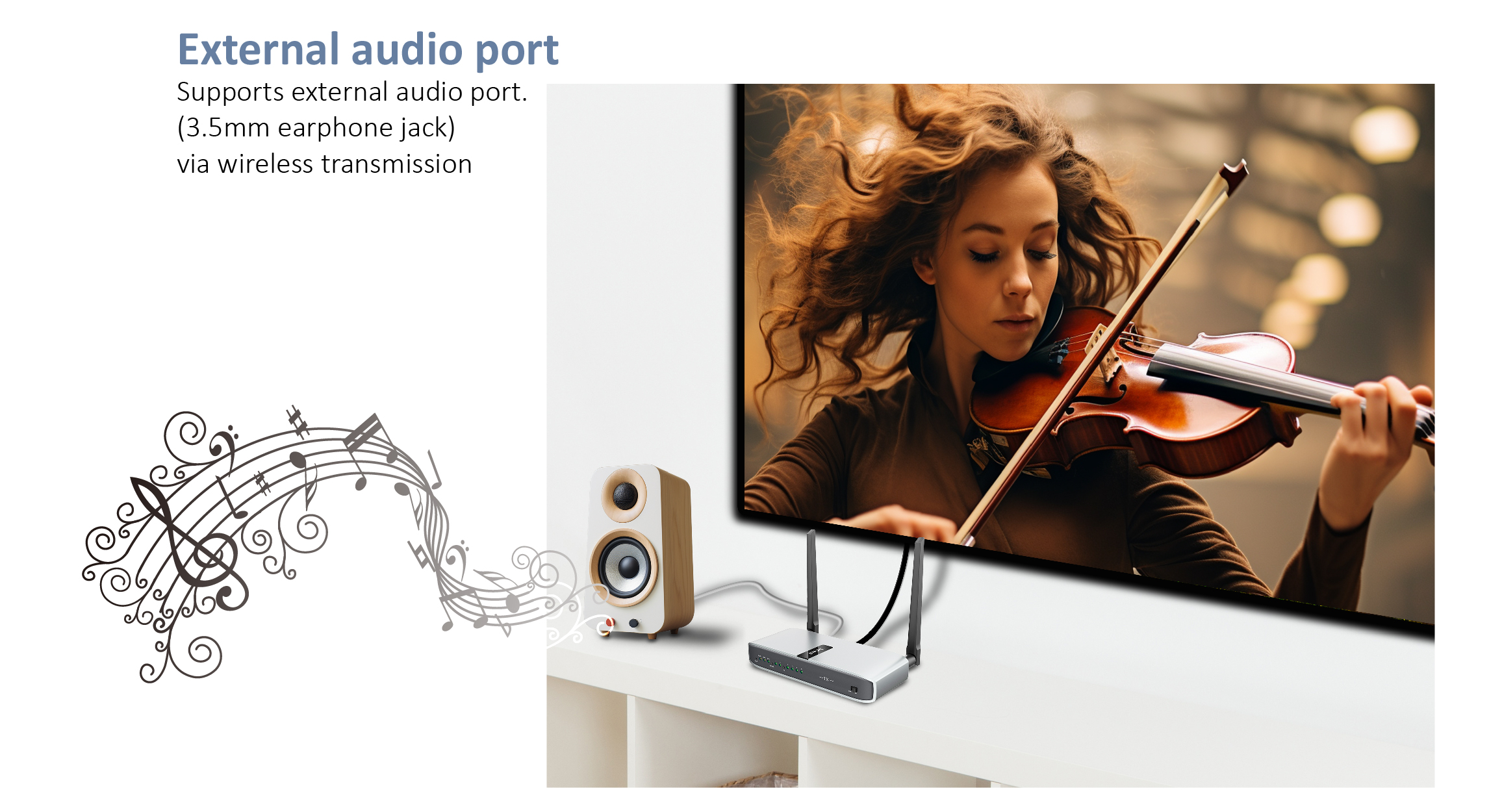 WTR-PRO3 wireless HDMI transmitter and receiver - Supports External audio port