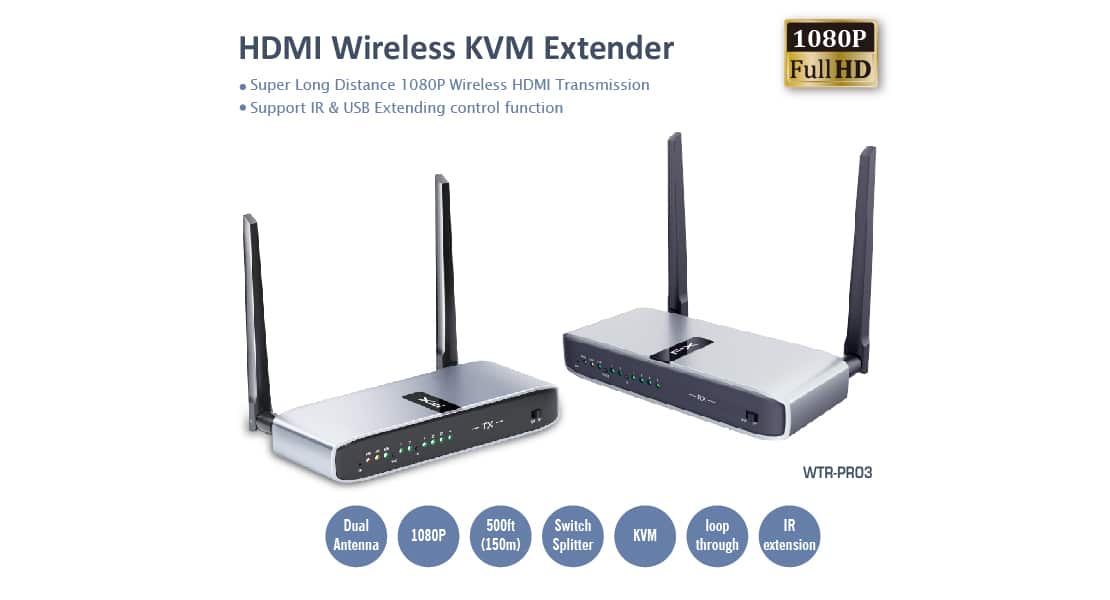 'Wireless HDMI transmitter and receiver/Wireless HDMI KVM extender/ extra long range | 500ft 01A