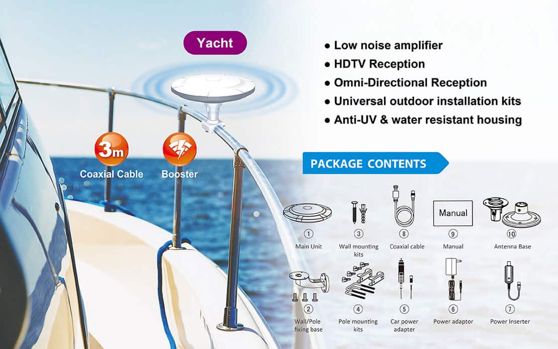 Low noise amplified digital TV antenna